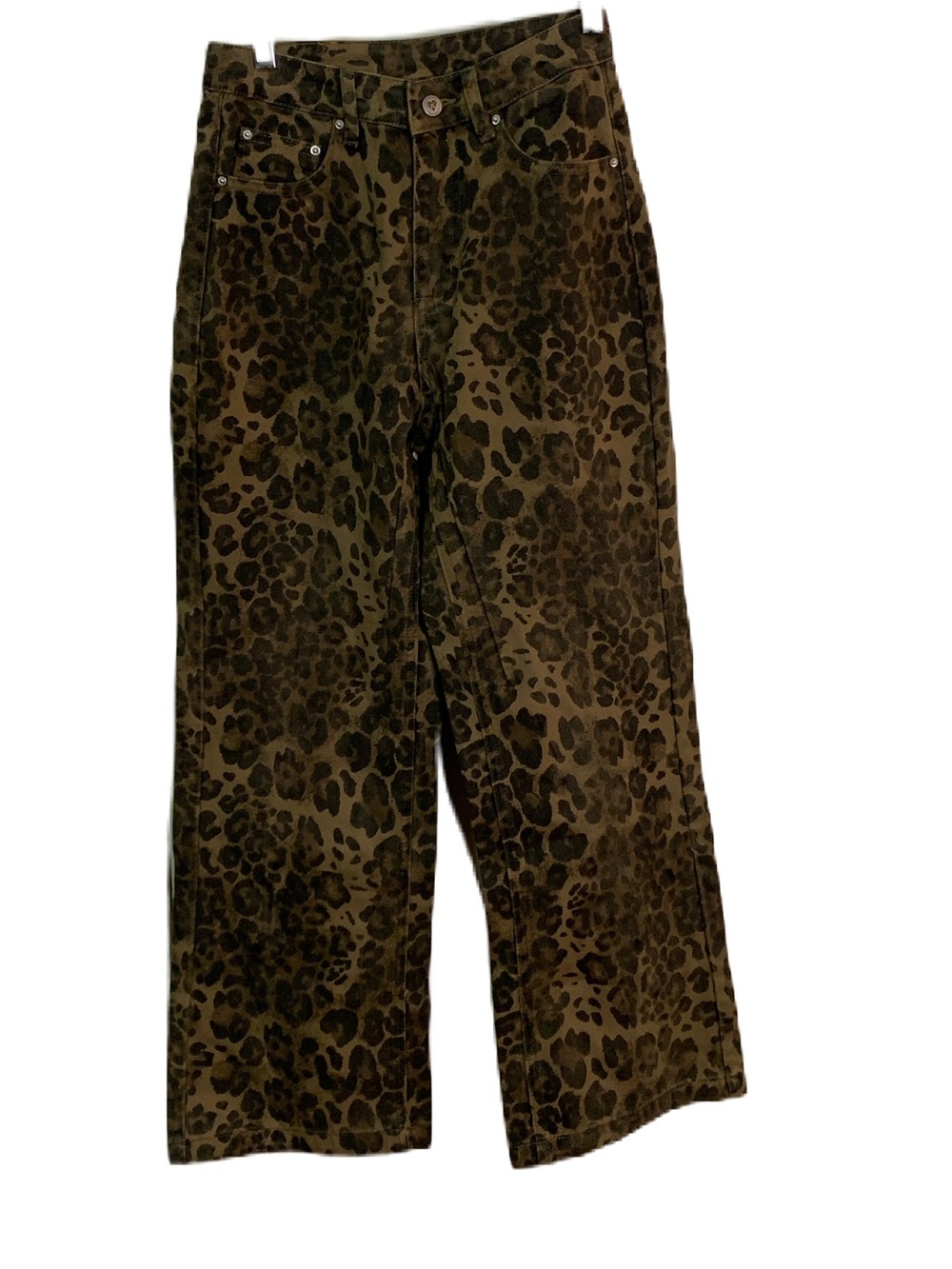 Aelfric Eden Leopard Print Jeans for Women Cheetah Print Pants Straight Leg.SZ26